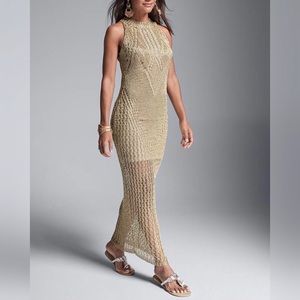 Never Worn -Metallic Finish Crochet Dress